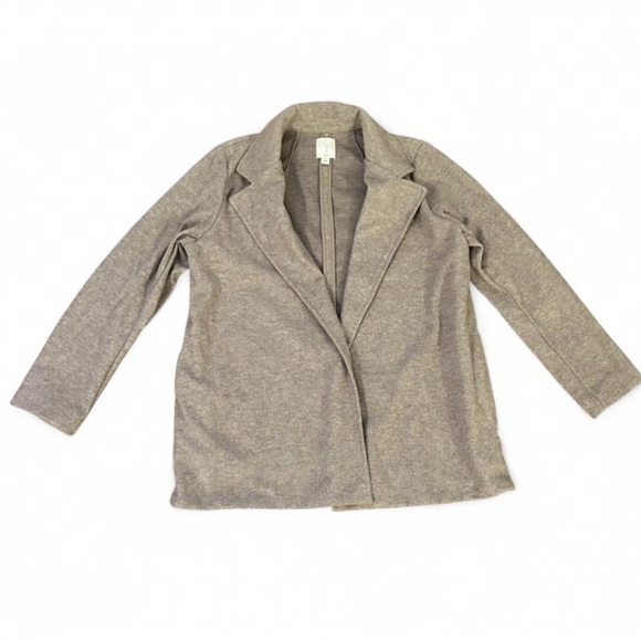 Joie Jackets & Blazers - JOIE Herringbone Blazer Coat Jacket Gray Taupe Open Front Knit Pockets Sz L